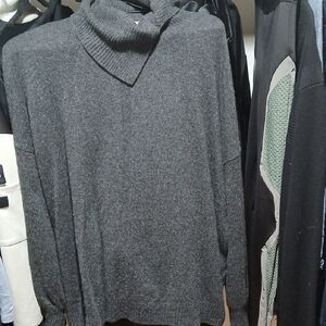 Woman Gray Turtleneck Sweater